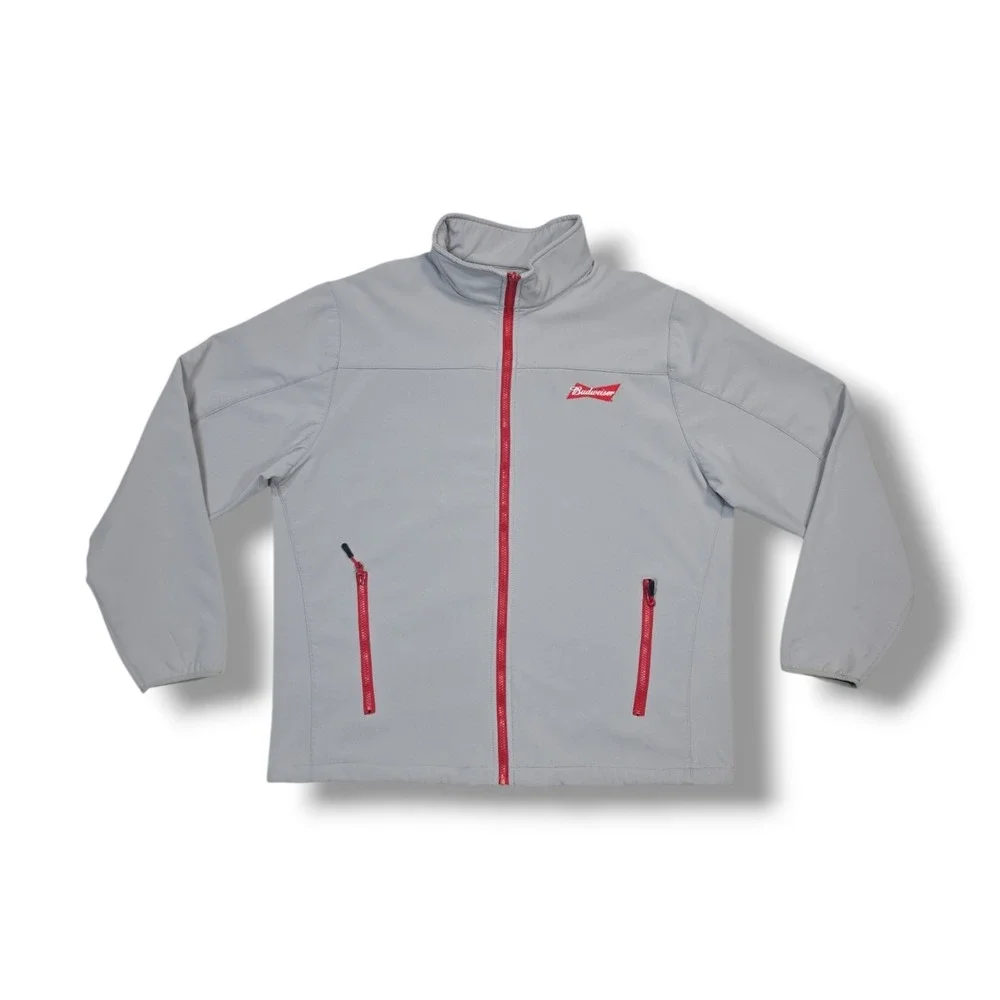 Budweiser/Bud Light Full Zip Vendor/Dealer Grey Fleece Lined Jacket Men's XL‎